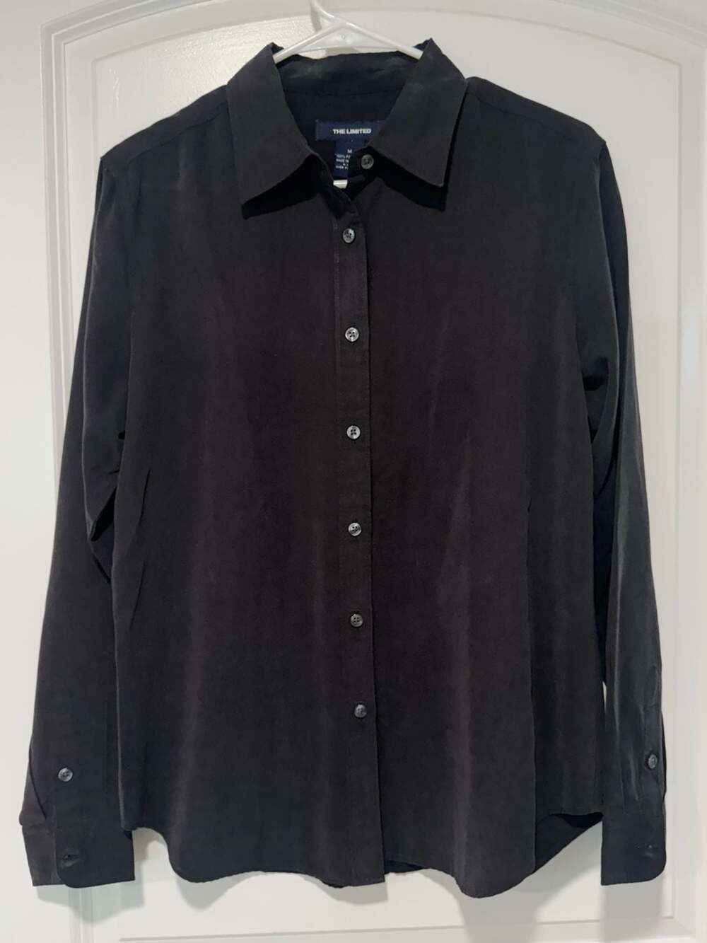 Vintage The Limited Charcoal Faux Suede Feel Button Up Shirt Women’s Medium